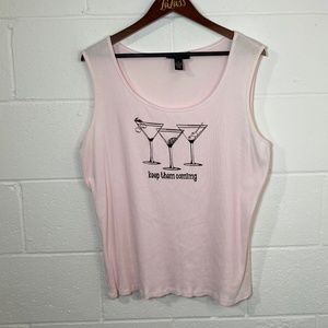 INC Pale Pink Ribbed Knit Novelty Tank Top Plus Size